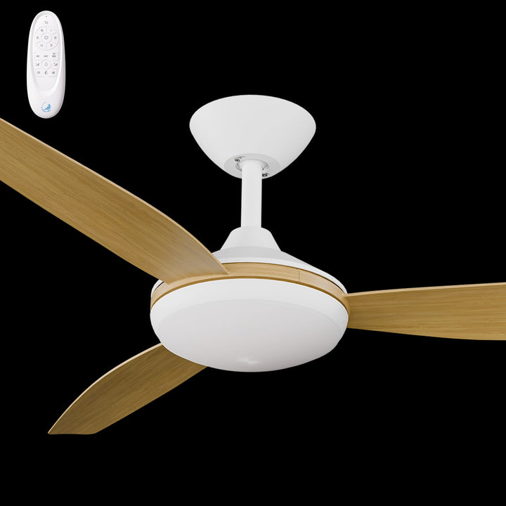 Calibo Condor 52" DC Smart Ceiling Fan with LED Light and Remote Control | White and Bamboo
