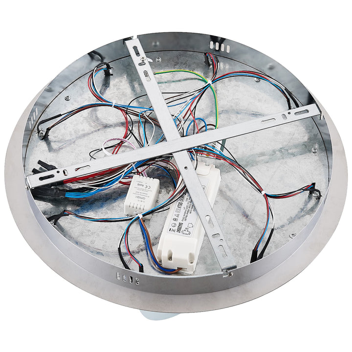 Telbix Luxia Round Flush Mount LED Ceiling Light with Cascading Crystals and RGB Colour Effects | Medium