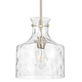 Telbix Perron Modern Glass Pendant with Dimpled Decanter-Inspired Shade | Nickel