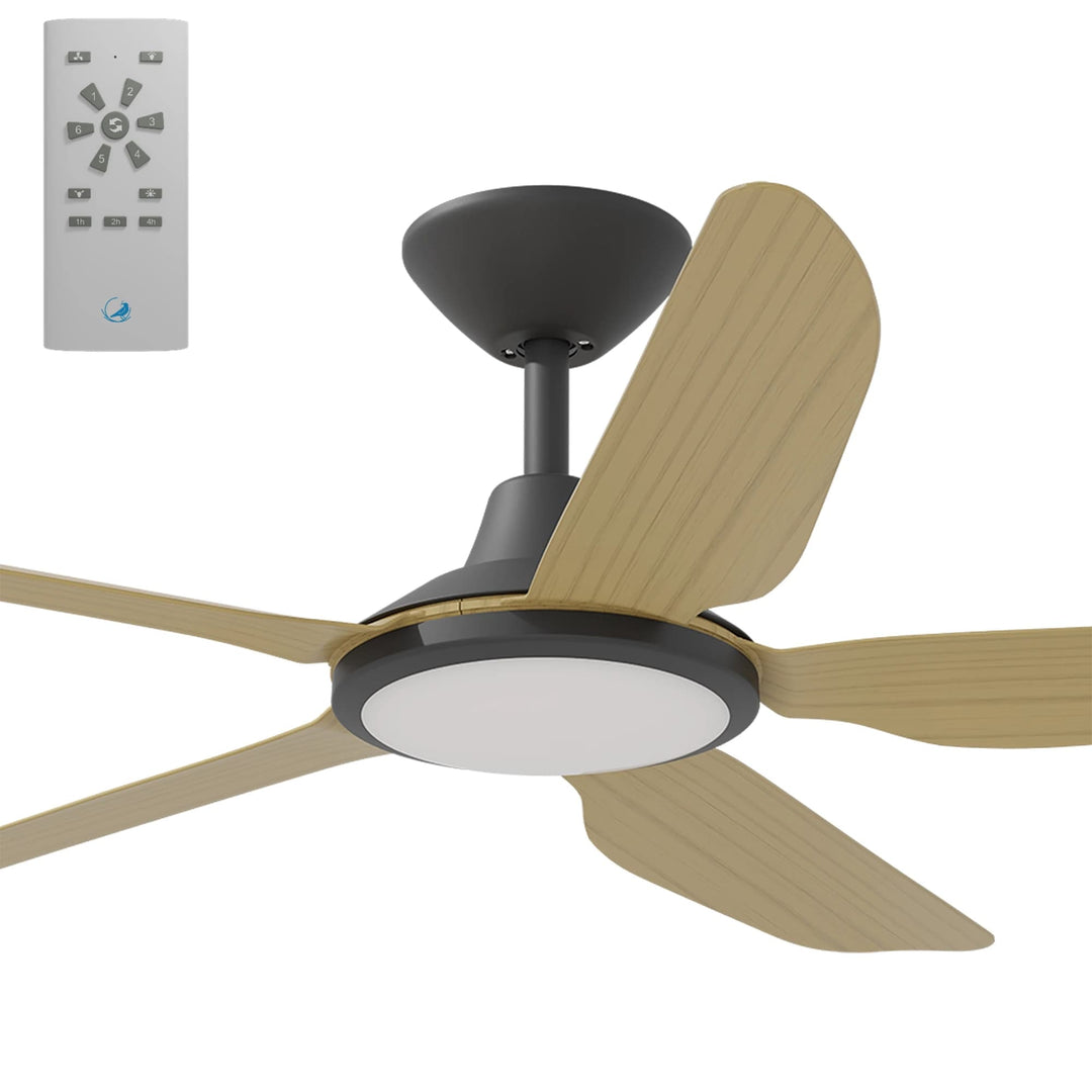 Calibo Storm 52" (1320mm) 5 Blade 18W Tricolour LED Light Indoor/Outdoor DC Ceiling Fan & Remote | Black & Bamboo