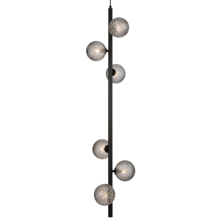 Telbix Black Elson 6 Light Pendant Light | Smoke Tear