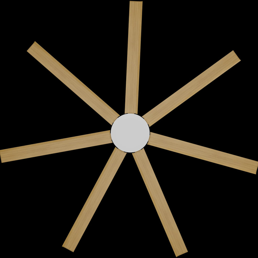 Calibo Alula 80" (2032mm) 7 Blade Indoor/Outdoor DC Ceiling Fan & Remote | White & Bamboo