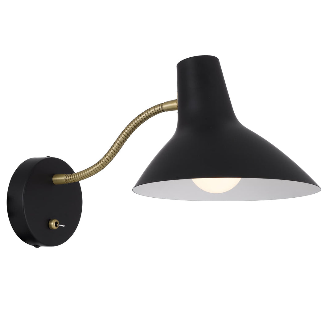 Farbon Telbix Classic Short Flexi-Arm Wall Lamp (E27) | Black