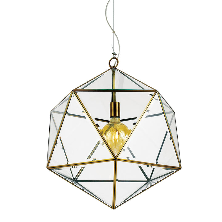 Antique Brass Telbix Lazlo Pendant Light With Glass | Large