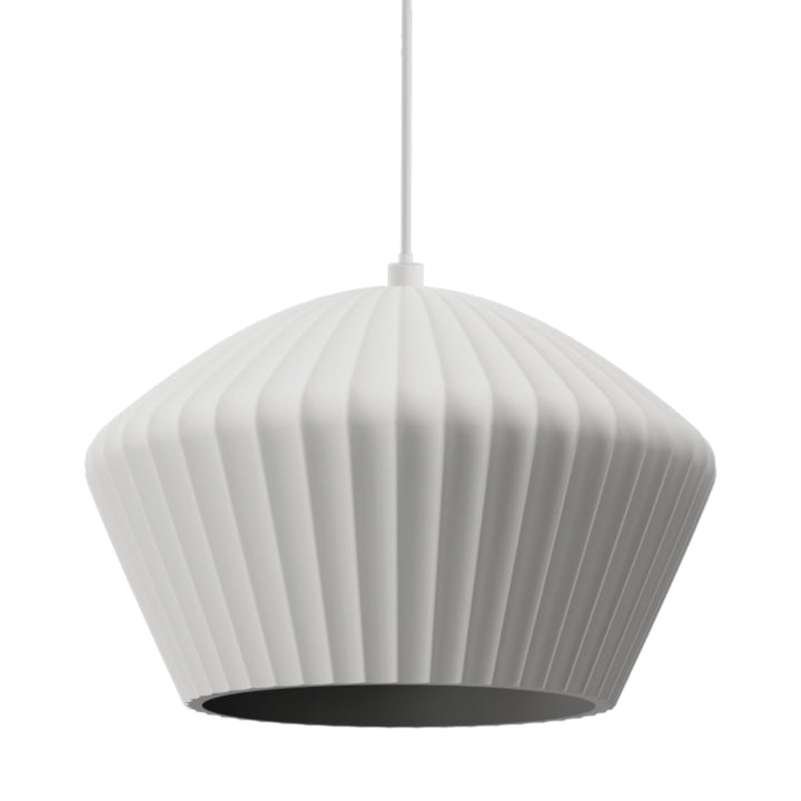 Calibo Munia Sculptural Fluted Dome Pendant with Paintable Gypsum Surface | White