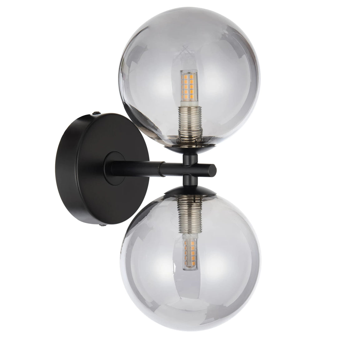 Telbix Black Felton 2 Light Wall Light | Smoke