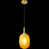 Calibo Lark Diamond Pattern 150mm Glass Pendant | Amber