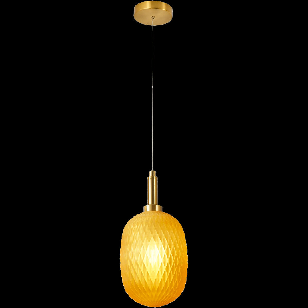 Calibo Lark Diamond Pattern 150mm Glass Pendant | Amber