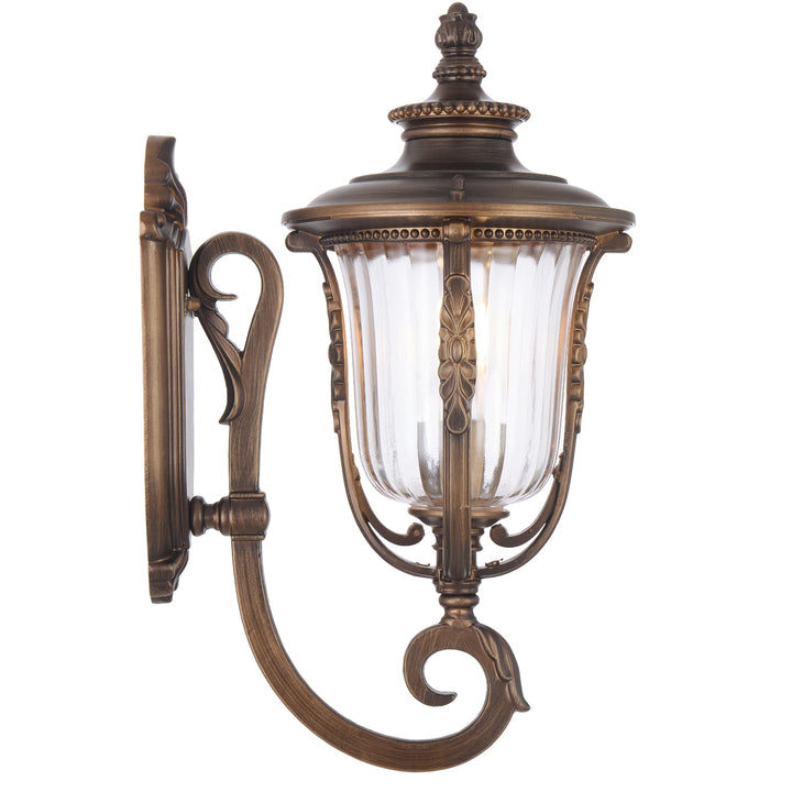 Telbix Ramiro Classic Lantern-Style Outdoor Wall Light with Textured Glass | Bronze