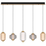 Telbix Torso 5 Light LED Bar Pendant | Brass
