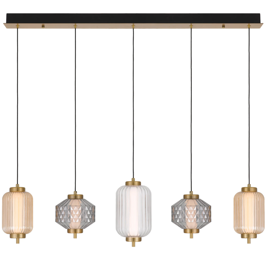Telbix Torso 5 Light LED Bar Pendant | Brass
