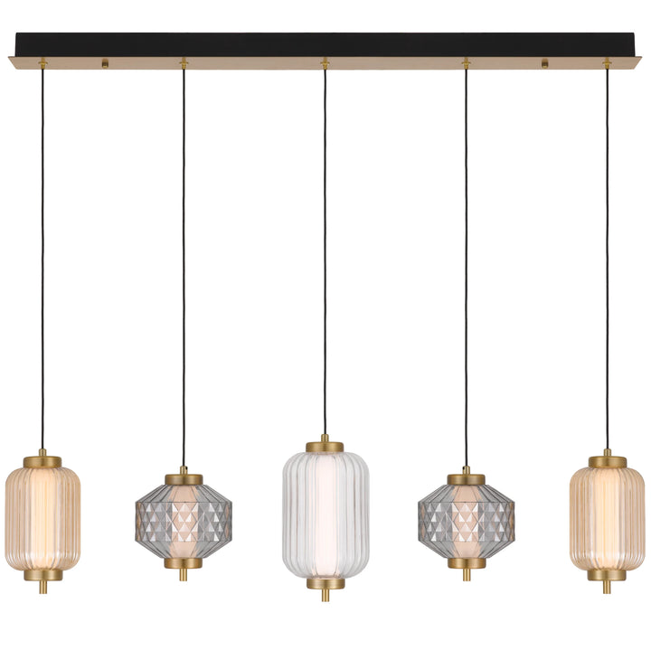 Telbix Torso 5 Light LED Bar Pendant | Brass