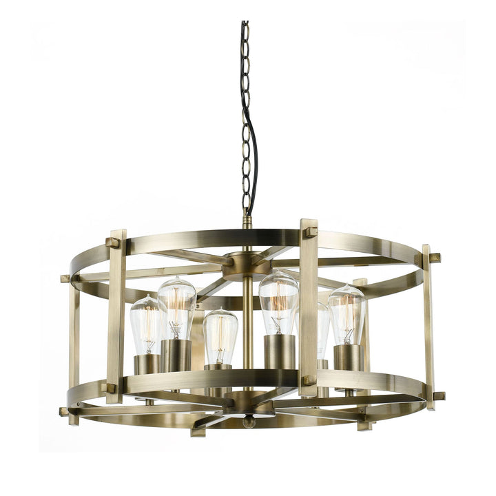 Telbix Finley Large Industrial Chain Pendant Light | Antique Brass