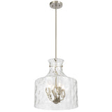 Telbix Perron 4 Light Modern Glass Pendant with Dimpled Decanter-Inspired Shade | Nickel