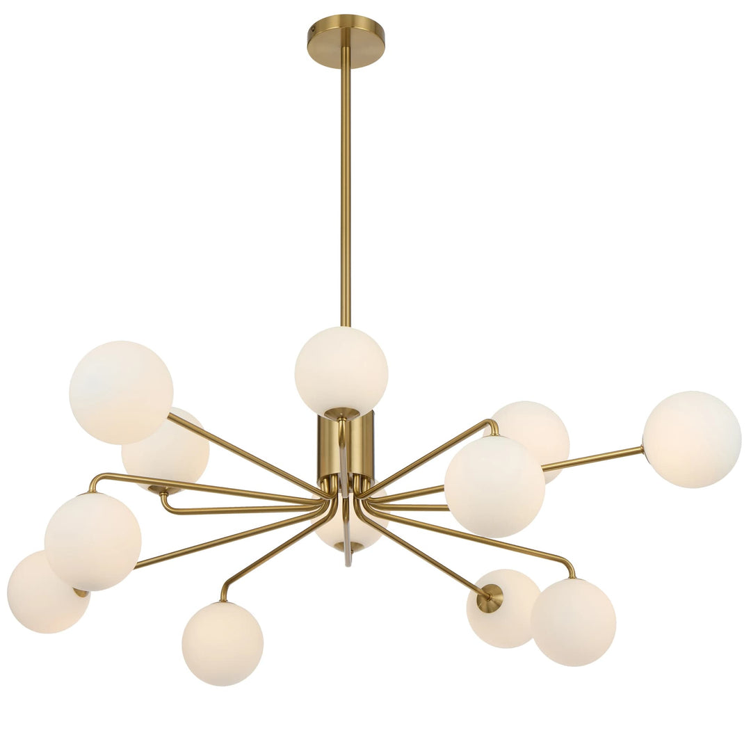 Telbix Felton 12 Light Pendant | Antique Gold and Opal Matt