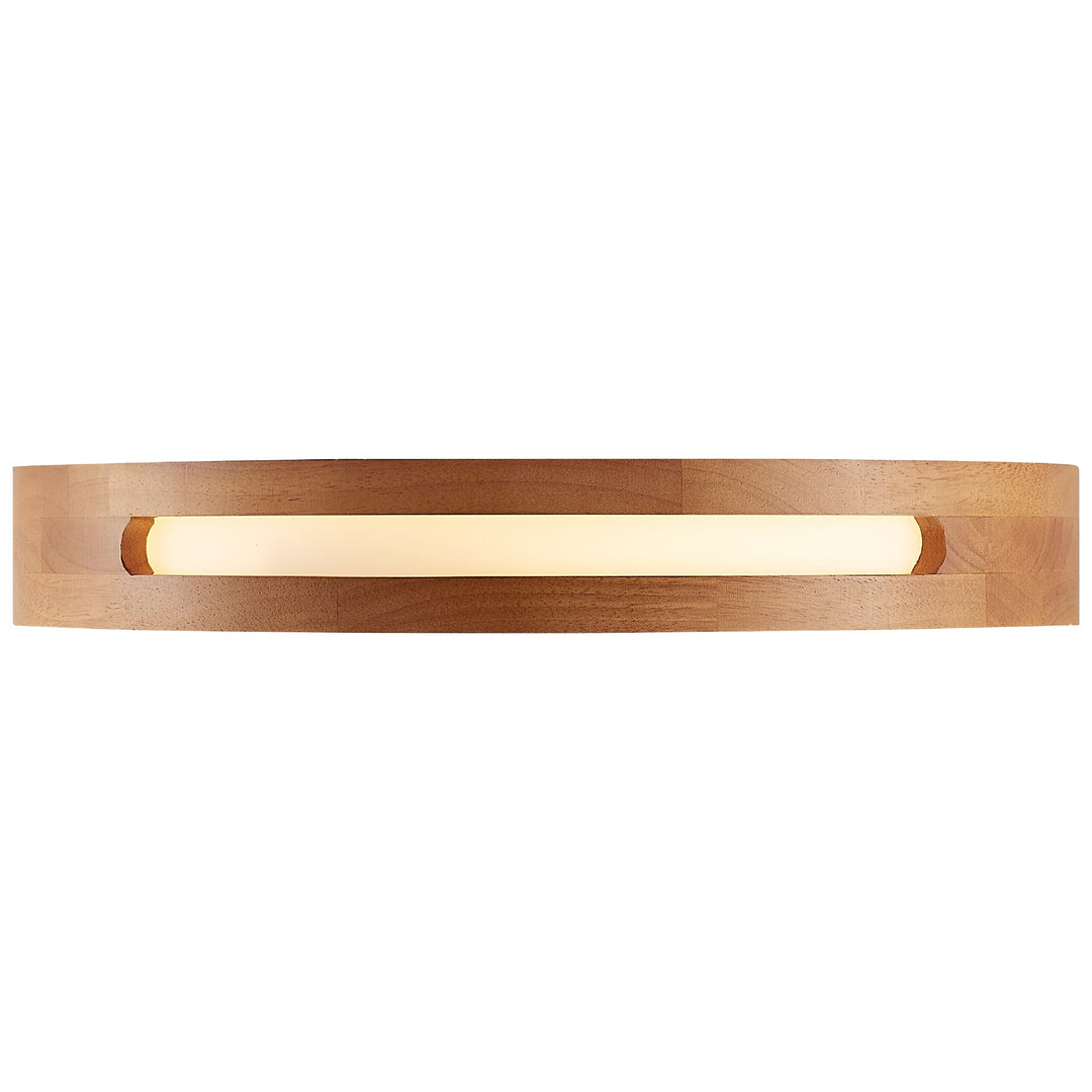 Telbix Thalia Tricolour LED Round Oyster Light with Wood Accent | Medium