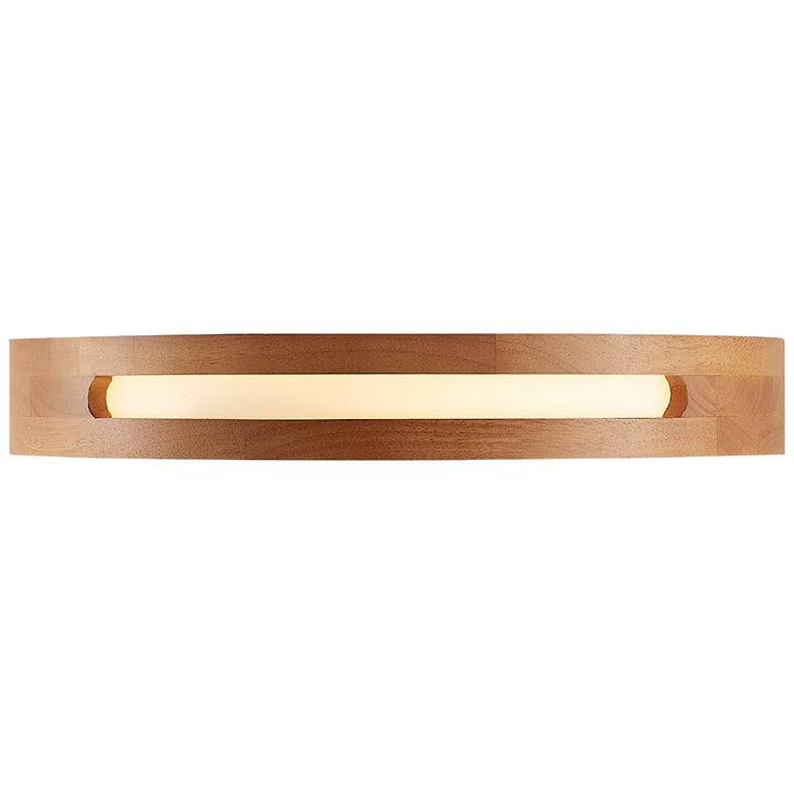 Telbix Thalia Tricolour LED Round Oyster Light with Wood Accent | Medium