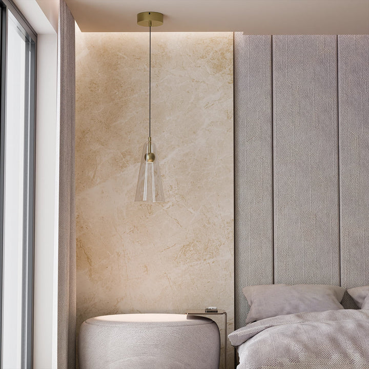 Calibo Skua Artisan Glass Tricolour LED Pendant | Brushed Brass