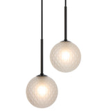 Telbix Gaston Black 2 Light Pendant Light | Frost Tear
