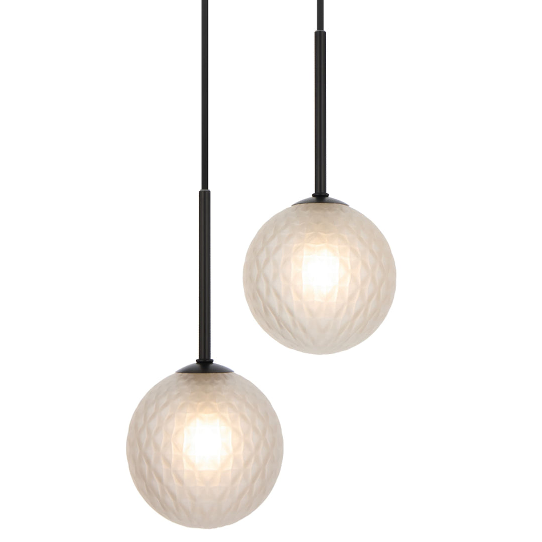 Telbix Gaston Black 2 Light Pendant Light | Frost Tear