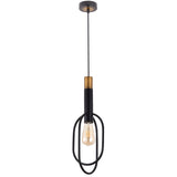 Telbix Marvin 1 Light Oval Pendant | Black and Gold
