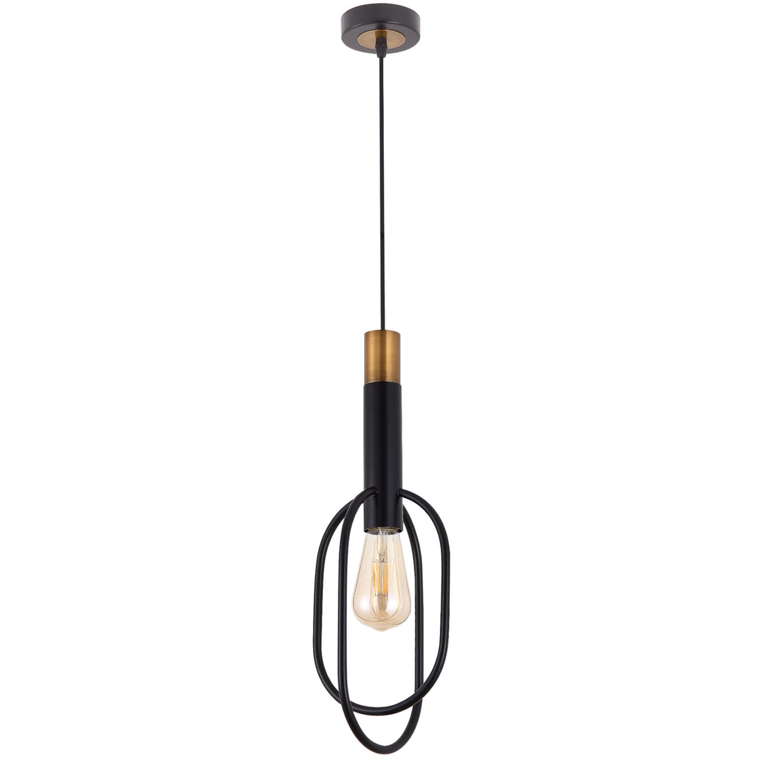 Telbix Marvin 1 Light Oval Pendant | Black and Gold