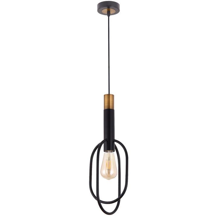 Telbix Marvin 1 Light Oval Pendant | Black and Gold