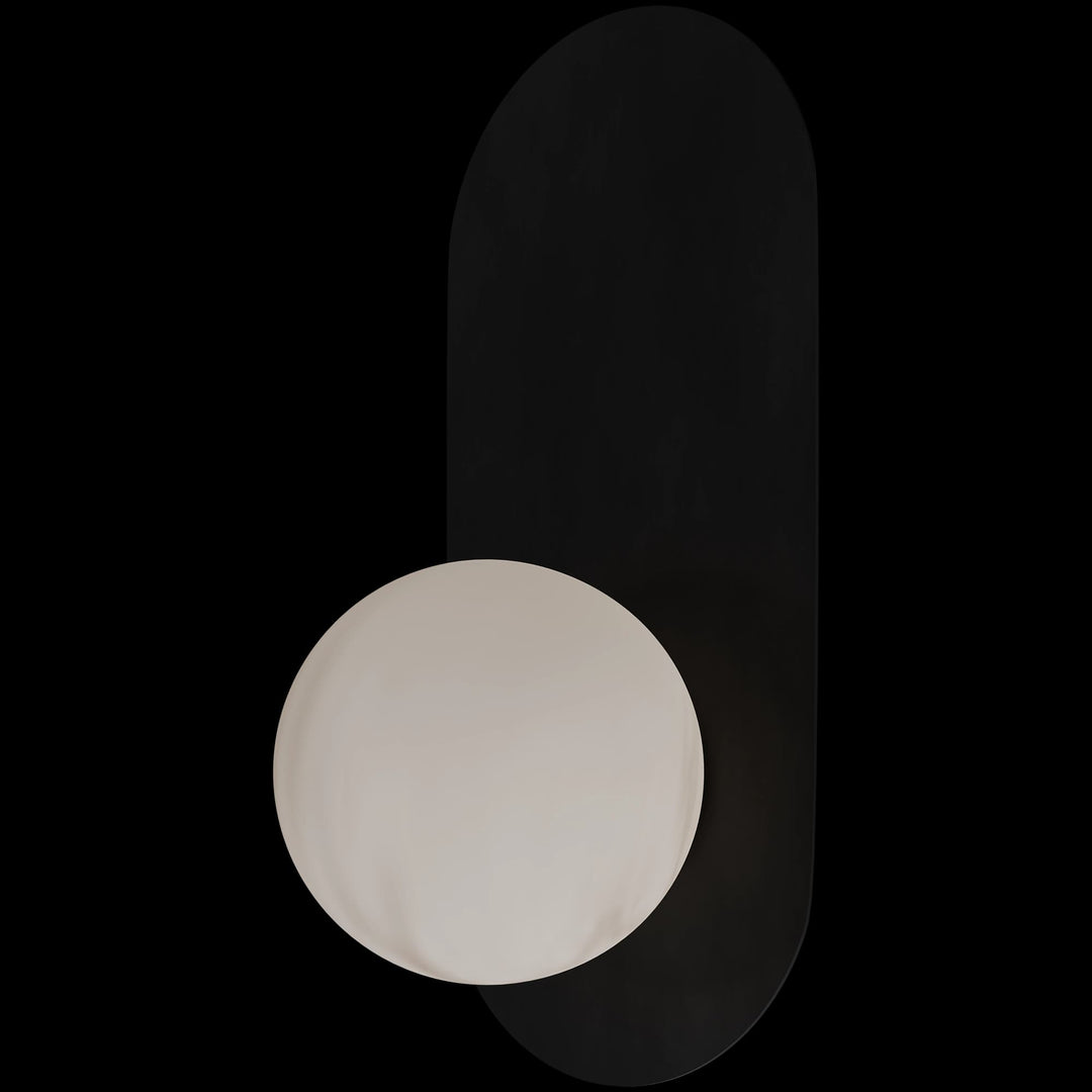 Calibo Crest Alabaster Glass 120mm Orb Wall Light Oval Plate 320mm | Black