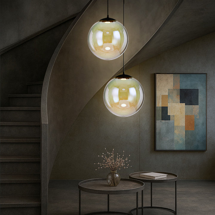 Telbix Aurora Dimmable LED Round Rainbow Glass Pendant | Large
