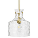 Telbix Perron Modern Glass Pendant with Dimpled Decanter-Inspired Shade | Antique Gold