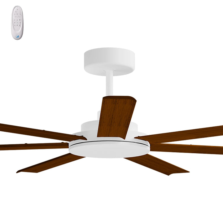 Calibo Alula 60" (1524mm) 7 Blade Indoor/Outdoor DC Ceiling Fan & Remote | White & Koa