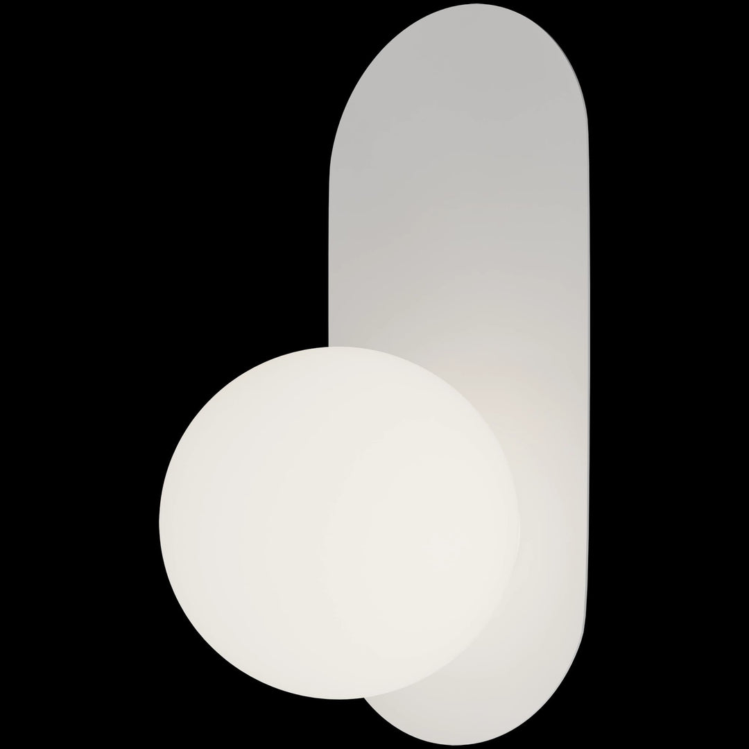 Calibo Crest Opal Glass 140mm Orb Wall Light Oval Plate 320mm | White