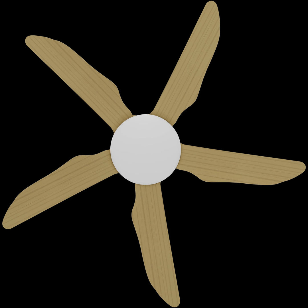 Calibo Storm 42" (1070mm) 5 Blade Indoor/Outdoor DC Ceiling Fan & Remote | White & Bamboo