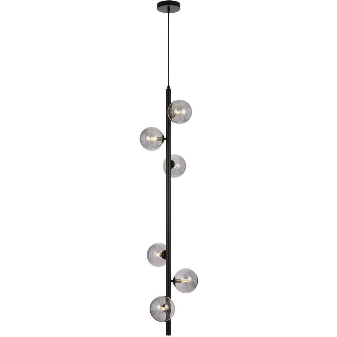 Telbix Black Elson 6 Light Pendant Light | Smoke
