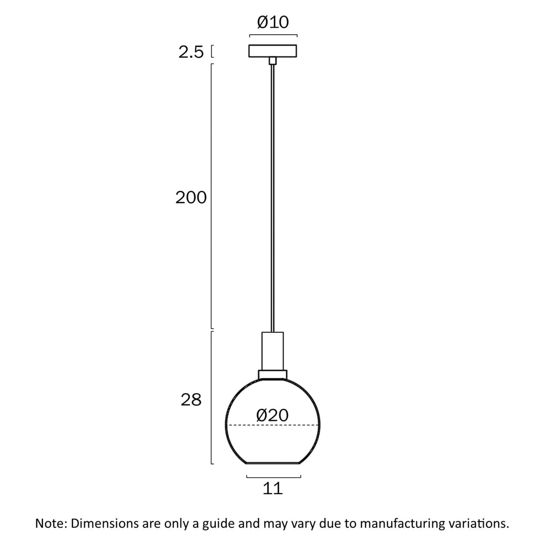 Telbix Patino Small Glass Pendant (E27) | Smoke