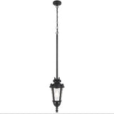 Telbix Pedral Classic Outdoor Lantern Pendant with Textured Glass and Multiple Suspension | Black