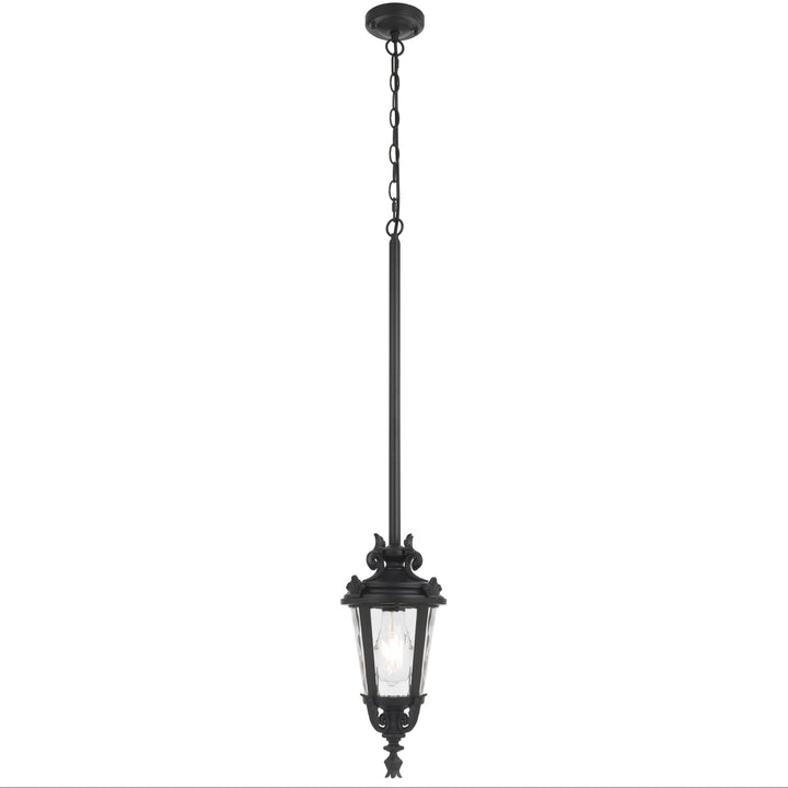 Telbix Pedral Classic Outdoor Lantern Pendant with Textured Glass and Multiple Suspension | Black
