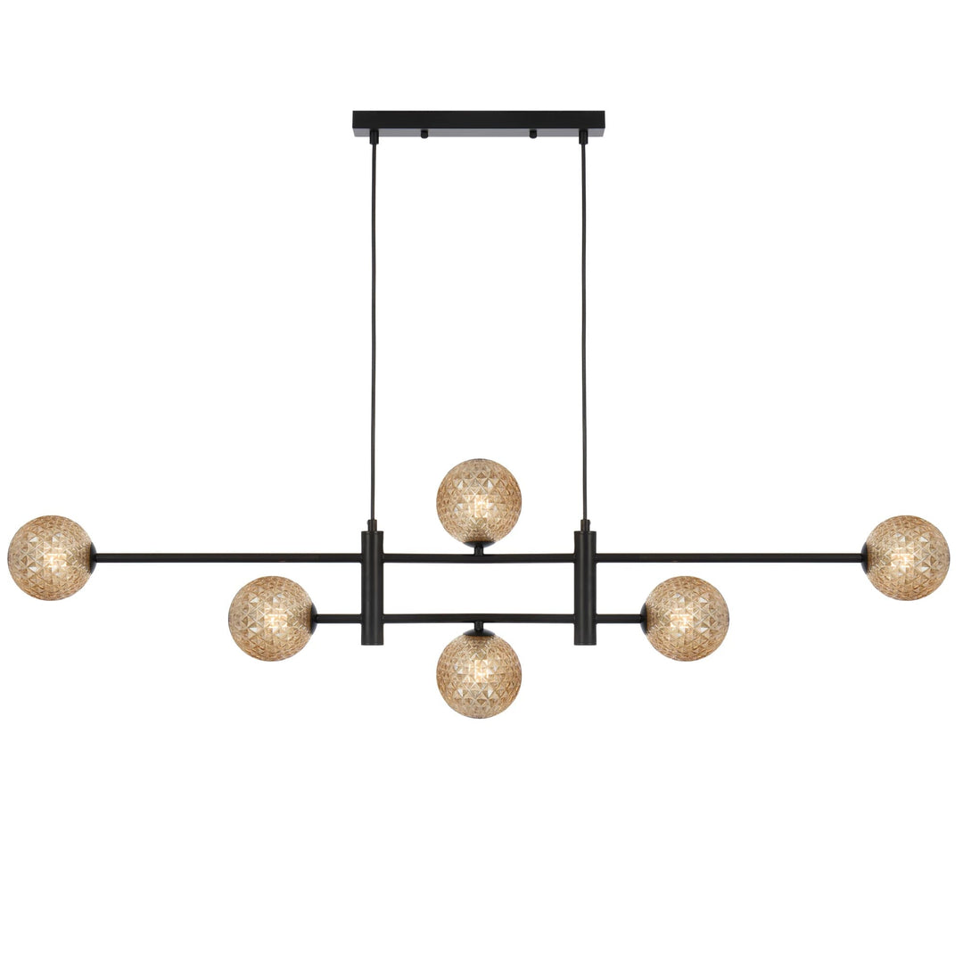 Telbix Black Tyson 6 Light Pendant | Amber Tear