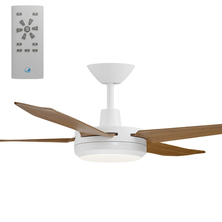 Calibo Enviro 60" (1530mm) DC Ceiling Fan with 18W CCT LED Light and Remote | White & Koa