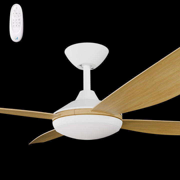Calibo Vanga 56" DC Smart Ceiling Fan with LED Light and Remote Control | White and Bamboo