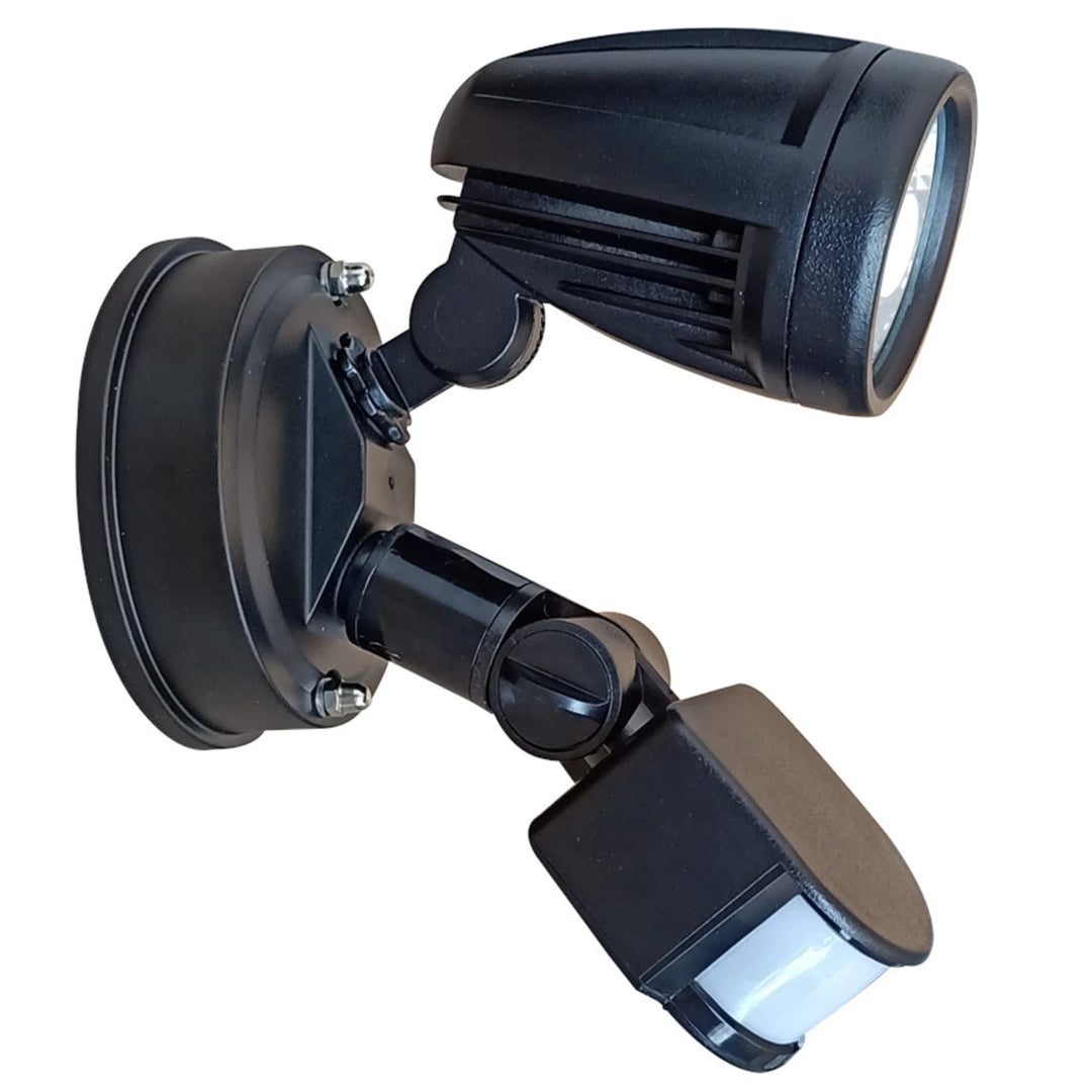 Telbix Illume Single Exterior Security Spotlight with Sensor | Black