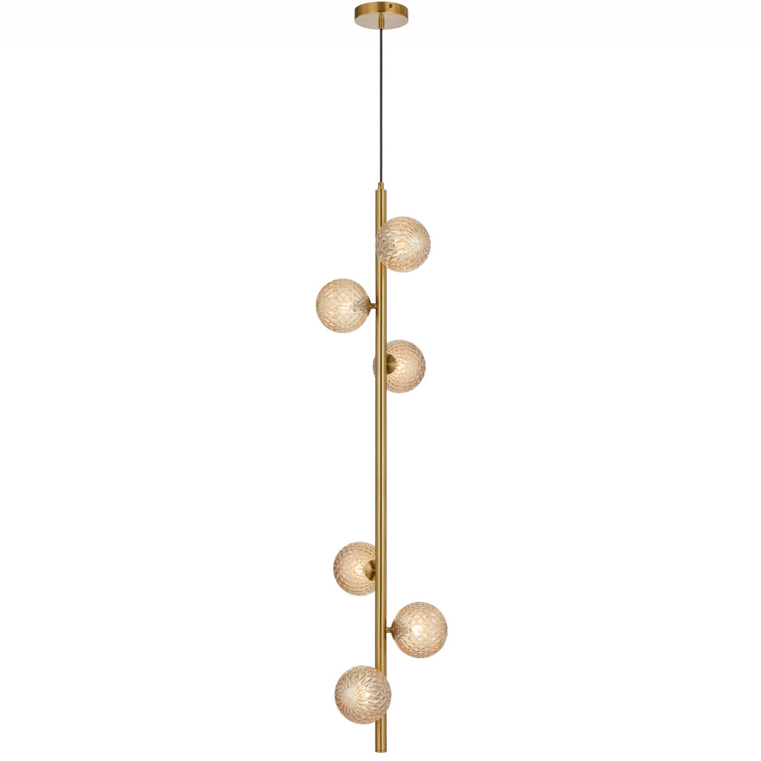 Telbix Antique Gold Elson 6 Light Pendant Light | Amber Tear
