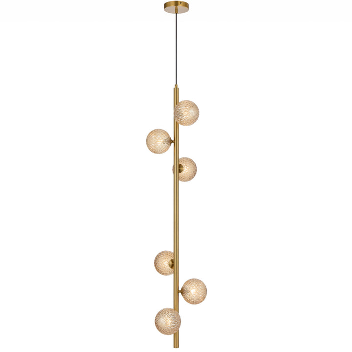 Telbix Antique Gold Elson 6 Light Pendant Light | Amber Tear