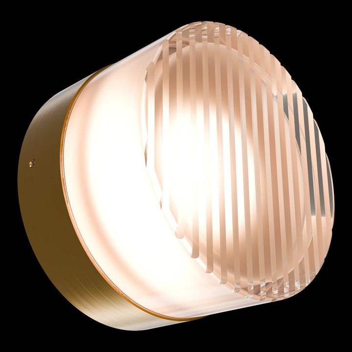 Calibo Gull Round Ribbed Acrylic 3CCT LED Exterior Wall Light | Brass