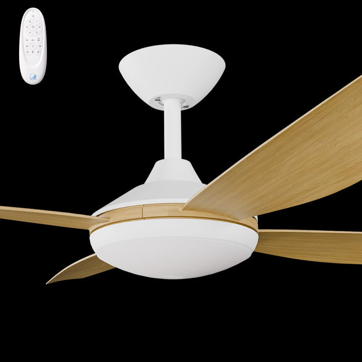 Calibo Vanga 48" DC Smart Ceiling Fan with LED Light and Remote Control | White and Bamboo