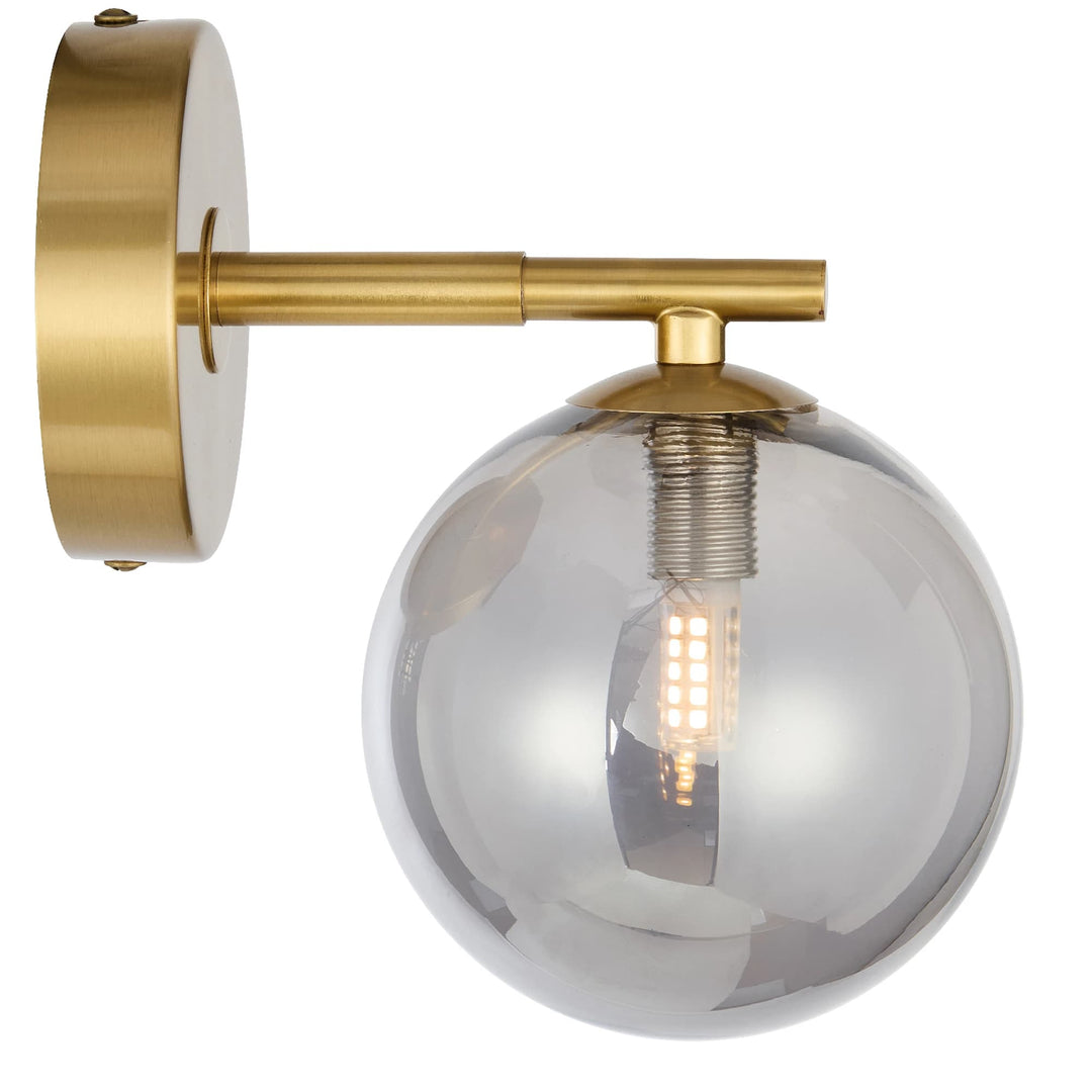 Telbix Felton Antique Gold 1 Light Wall Light | Smoke
