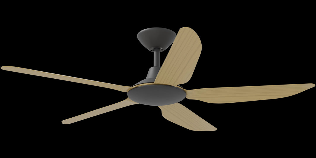 Calibo Storm 52" (1320mm) 5 Blade Indoor/Outdoor DC Ceiling Fan and Remote | Black & Bamboo