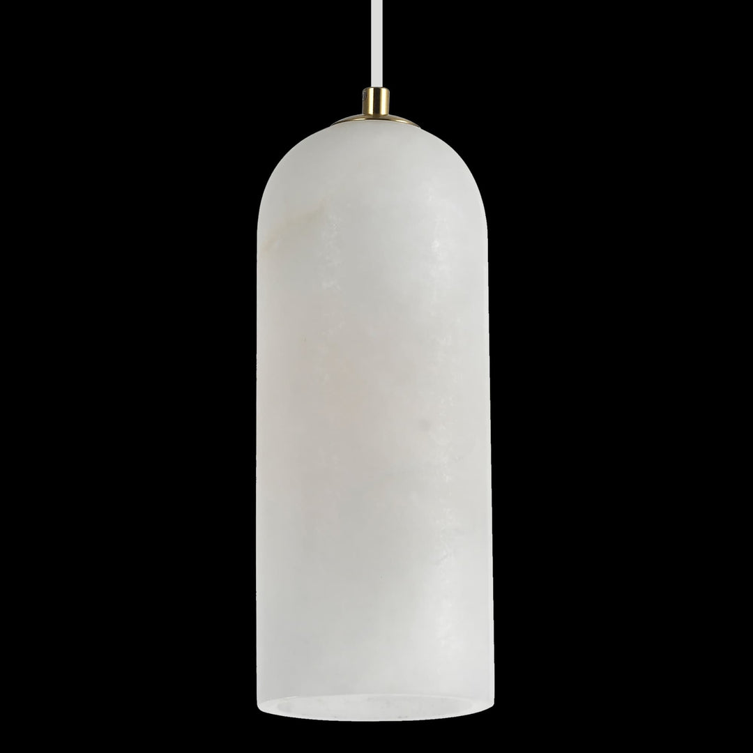 Calibo Bower Modern Alabaster Stone 1 Light Pendant Light | Brass