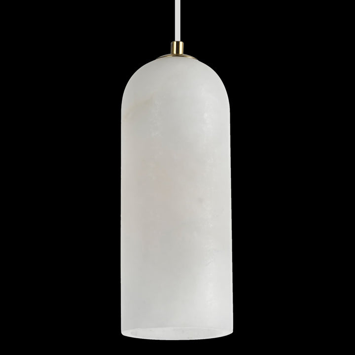 Calibo Bower Modern Alabaster Stone 1 Light Pendant Light | Brass