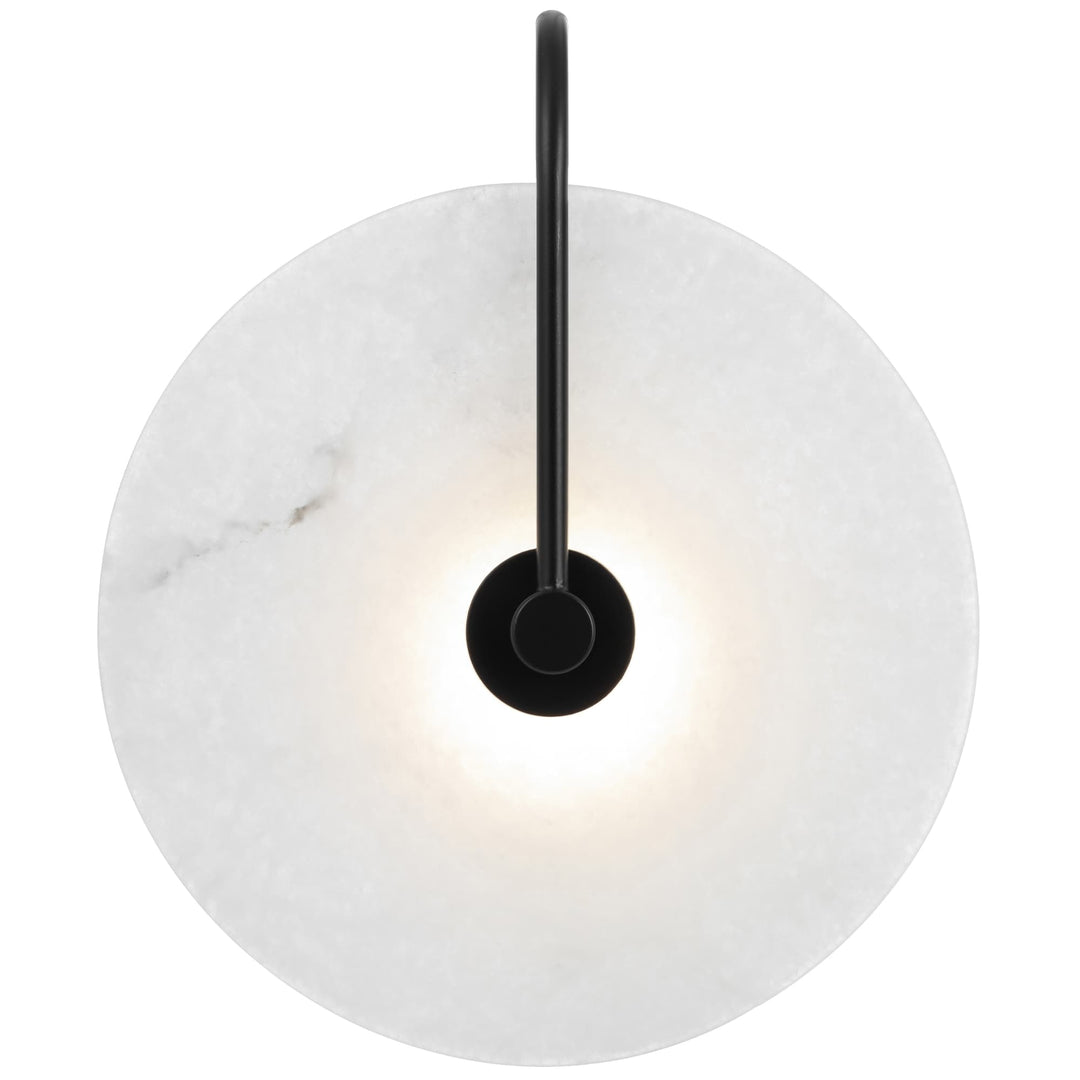 Telbix Zonder Modern Marbled Glass Disc LED Indoor Wall Light | Black